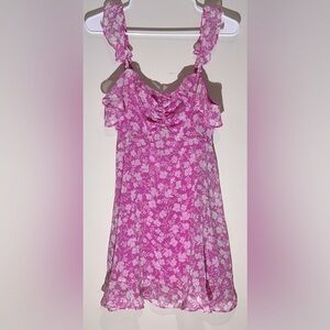 Floral Pink Ruffle Dress( Lulus-S)
